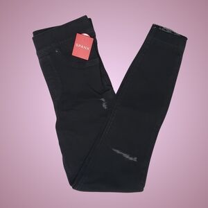 Spanx Distressed Denim Leggings Skinny Jeans Jeggings High Rise XS Vintage Black